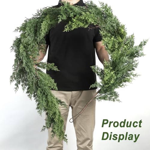 Artgar 9 Ft Christmas Cedar Garland - Realistic Greenery Cypress Garlands (Green 9ft)