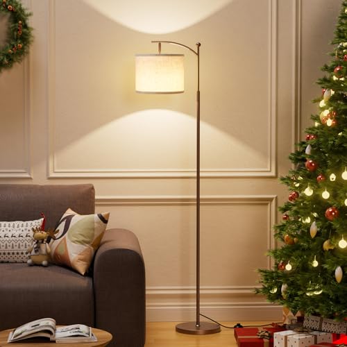 60-Inch Floor Lamp with Adjustable Shade & 3 Color Temperatures - Brown & Beige Variation