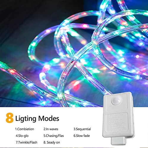 Jnaurb 50ft Multicolor LED Rope Lights, Connectable Outdoor Tube Lights with 8 Modes