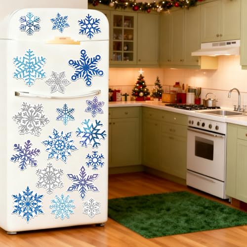 Auzesto Snowflake Refrigerator Magnets 25Pcs Winter Christmas Decor