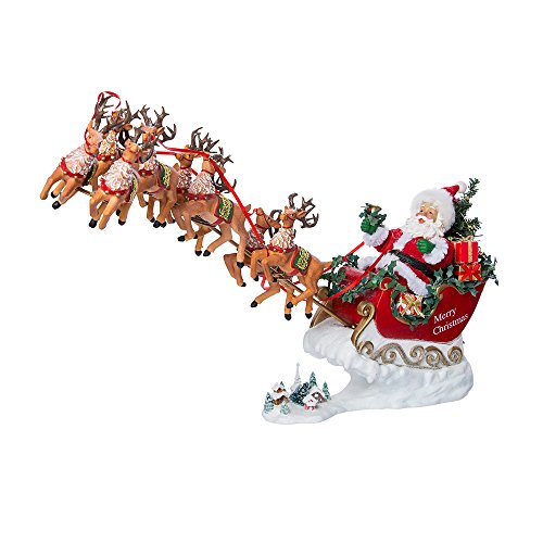 Kurt Adler 24in Musical Santa with 8 Reindeer Set