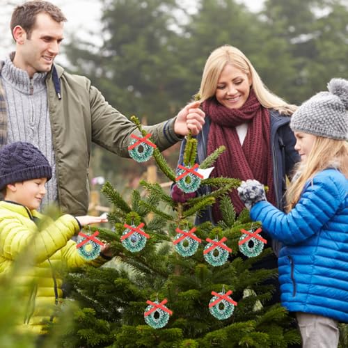 24Pcs Mini Christmas Wreaths 1 Inch Xmas Tree Artificial Miniature