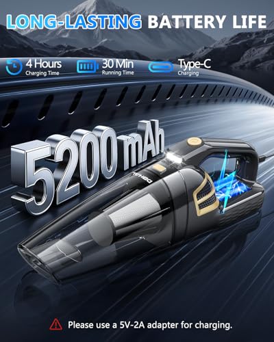 Cordless Handheld Car Vacuum Cleaner - Gray, 16000PA Powerful Suction