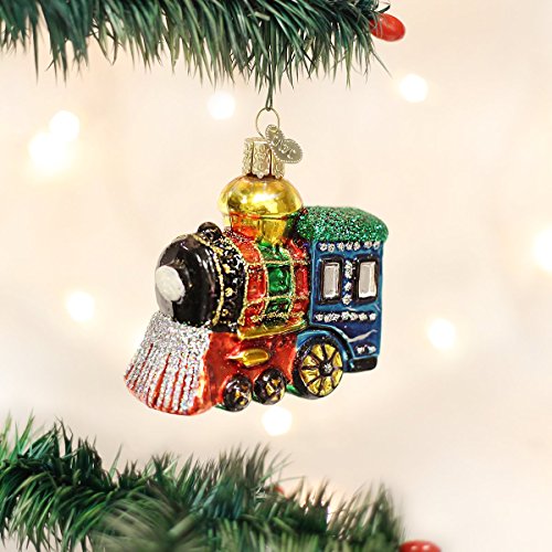 Old World Christmas Small Locomotive Glass Ornament - Hand Painted, Holiday Keepsake