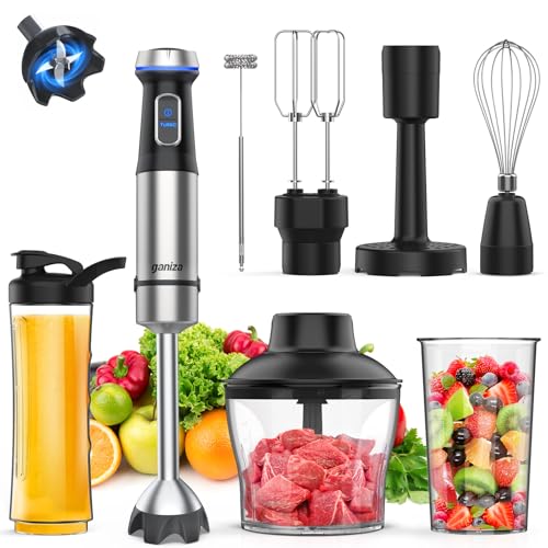 Ganiza 1000W Handheld Immersion Blender with 8-in-1 Attachments, 16 Speeds