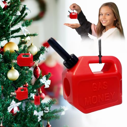 AELVOURS 1 Pack Christmas Gas Can Ornament Money Holder Red Resin Holiday Decorations