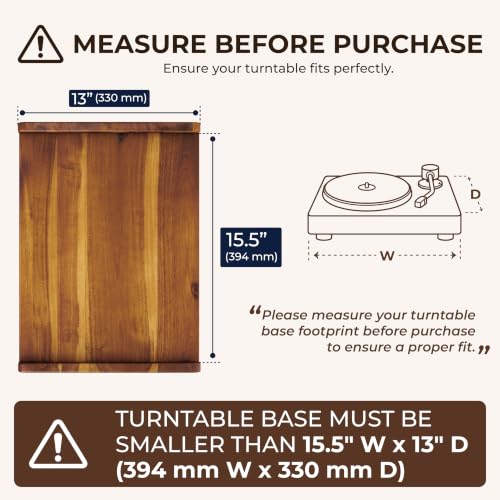 2BHOME Warm Acacia Record Player Stand with Vinyl Storage - 2-Tier