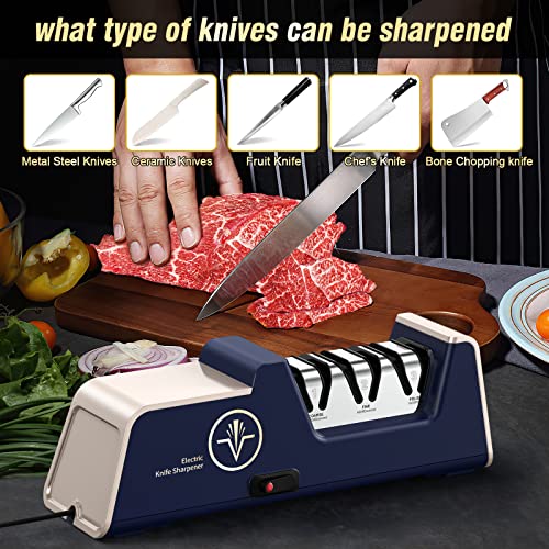 Gold 3-Stage Electric Knife Sharpener with Diamond Abrasives