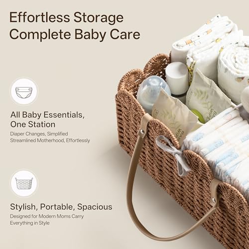 Caramel Baby Diaper Caddy with Removable Divider - Large Nursery Organizer