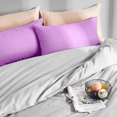 FLXXIE Pillow Cases - Soft Microfiber Standard Size Pillow Covers | Wrinkle & Stain Resistant, 2-Piece Set, 20x26, Lavender