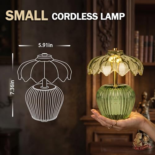 MJ PREMIER Green Rechargeable Cordless Table Lamp with Timer, Small Nightlight