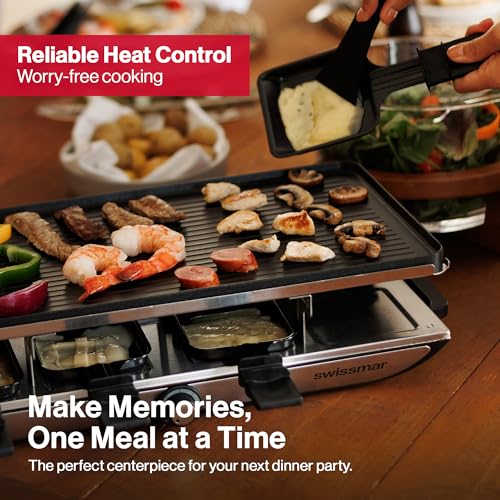 Swissmar Geneva Indoor Electric Raclette Grill for 8 People - Cast Aluminum Top