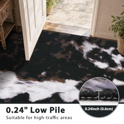 Cow Print Area Rug 6x9 ft Washable Non-Slip for Living Room - Cow Print / 6' x 9' Rectangular