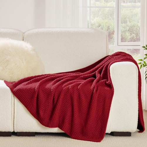 Moss-Christmas Red Throw Blanket 50x60 Sweater-Soft Acrylic Knit - OnesCosy