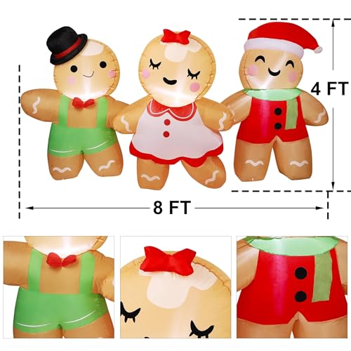 Joliyoou 8ft Christmas Inflatable Decoration Set of 3 with Lights