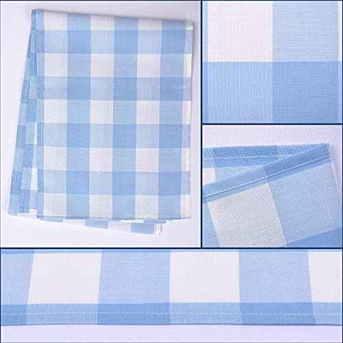 yuboo Light Blue Gingham Table Runner, Summer Blue and White Buffalo Plaid Check Table Cloth 72 inches Long, Fall Table Decor Party Supplies, Farmhouse Baby Shower Birthday Christmas Decorations