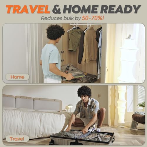 Vacbird 25-Pack Rechargeable Wireless Vacuum Compression Packing Bags Set for Travel & Home Storage
