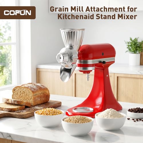 COFUN Metallic Grain Mill Attachment for KitchenAid Stand Mixer