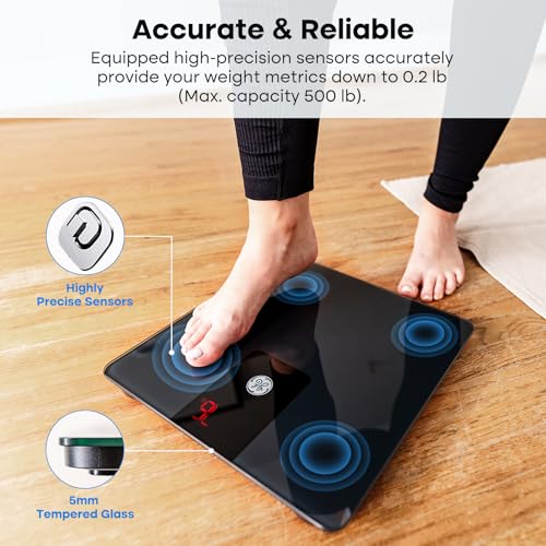 GE Digital Bathroom Scale Black 500lb Capacity - Heavy Duty Body Weight Scale