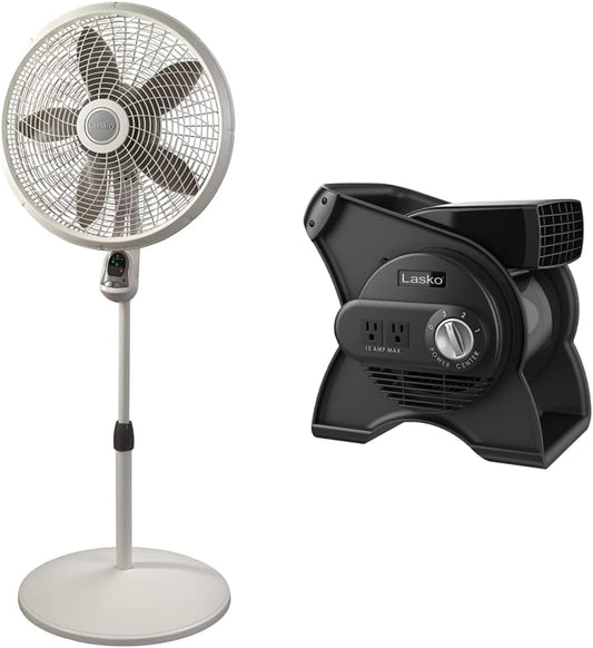 Lasko Cyclone Pedestal Fan, Adjustable Height, Remote Control, Timer, 3 Speeds, for Bedroom, Kitchen, Office and Living Room, 18", White, 1885, Large