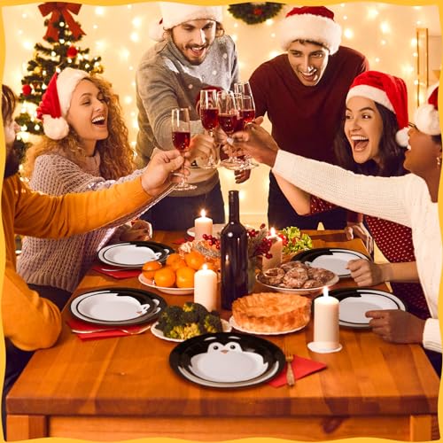 FoldTier 100 Pack Penguin Paper Plates 9"/7" Christmas Party