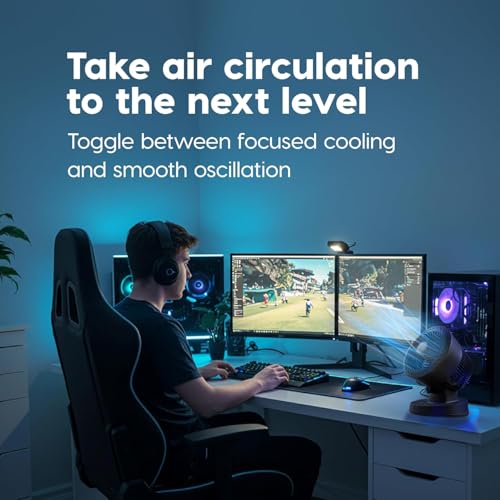 Black Air Circulator Fan with Remote, 3 Speed Settings, Oscillation, Compact Design