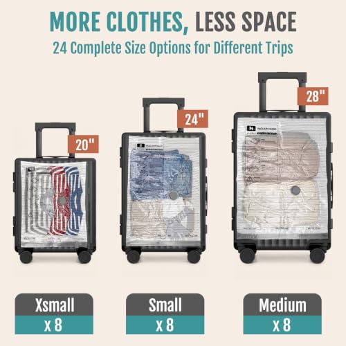 Rechargeable Cordless Vacuum Storage Bags 24 Pack - Space Saving M/S/XS Combo