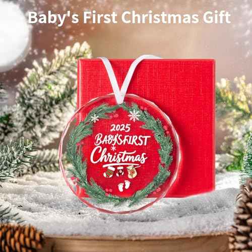 DIBALA Baby's First Christmas Ornament 2025 Boy - Shatterproof Glass Christmas Tree Decorations for Baby Girl & Boy-New Parents