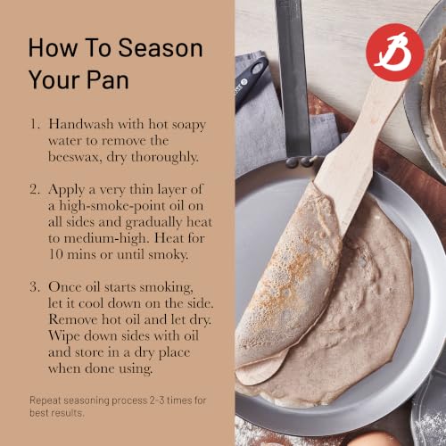 de Buyer 12-Inch Carbon Steel Crepe & Tortilla Pan - Non-Stick French Cookware