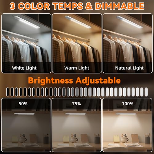 Wireless Under Cabinet Lighting 15 Inch Motion Sensor Light 3 Pack - Silver