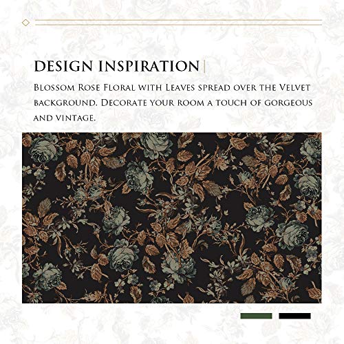 Black Velvet Curtains 84 Inch Long Vintage Floral Drapes - Pack of 2 - Variation of Floral Black/52"W x 84"L