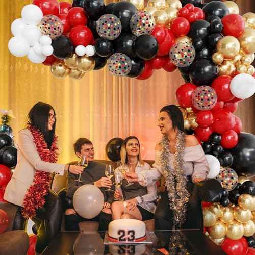 Ouddy Party 129Pcs Red Balloons Different Sizes 18 12 10 5 Inch, 6Pcs 18¡± Red Balloon Arch Garland Kit, Latex Balloon for Birthday Wedding Valentines Christmas Anniversary Graduation Party Decorations