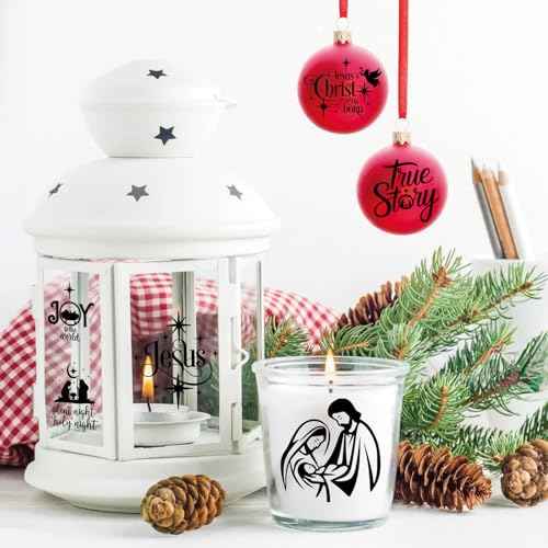 96Pcs Christmas Nativity Decals Stickers for Crafts Vinyl Christmas Word Stickers for Glass Jars Nativity Mason Jar Decals Sticker for Ornaments Ball Glass Cup Bottle Decor(love96)