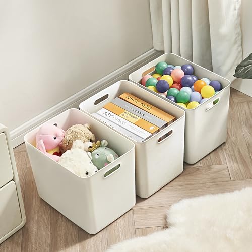 Set of 4 Extra Large White Plastic Storage Bins with Lids - Toy, Closet & Home Organizer