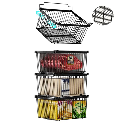 ANJUBAN Black 4-Pack Freezer Organizer Bins for 5-9 Cu.Ft Freezers Leak-Proof Bottom