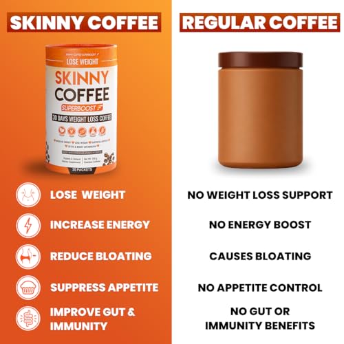Skinny Coffee Super Boost Weight Loss Coffee - 60 Servings, Belly Fat Burner, Keto Vegan, Sugar-Free, Supports Metabolism & Energy
