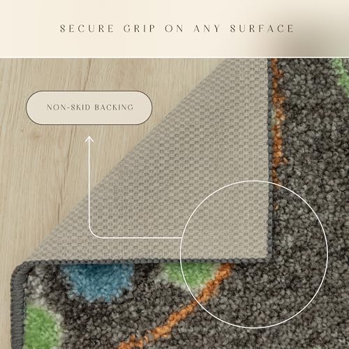Maples Rugs Reggie 2'6 x 3'10 Bohemian Floral Kitchen Rug, Dark Grey