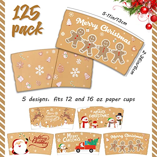 Remerry 125 Disposable Christmas Coffee Cup Sleeves Classic Holiday Design
