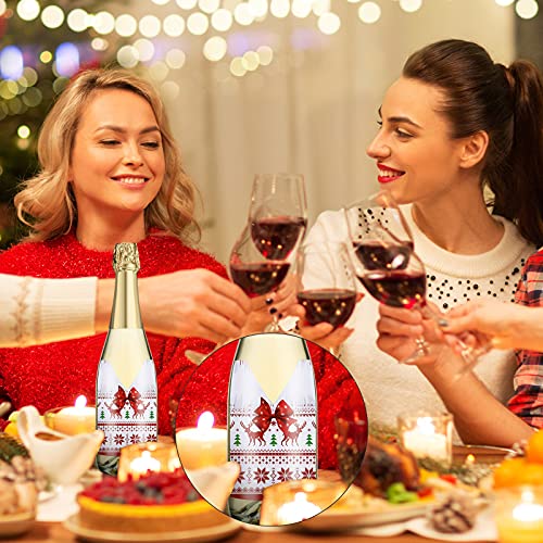 Zonon Christmas Sweater Style Wine Bottle Labels - Set of 54 Holiday Decor Stickers