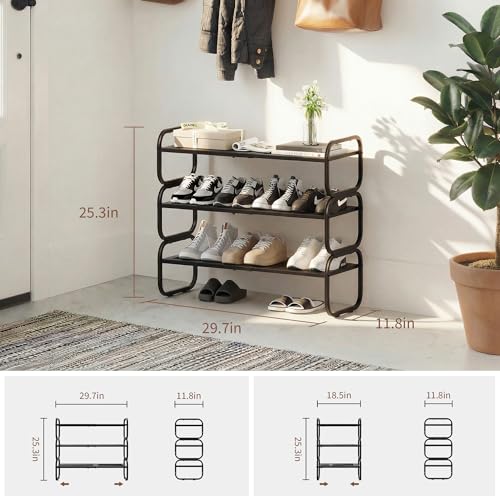 3 Tier Expandable Shoe Rack - Adjustable Closet Shoe Organizer