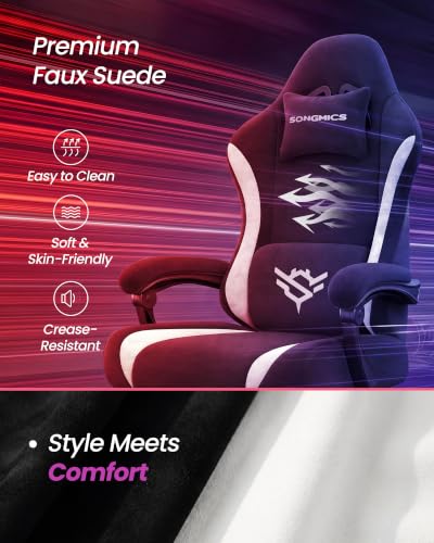 Gaming Chair with Pocket Spring Cushion - Ergonomic Desk Chair, Black + White