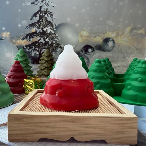 JJzxwish 3D Christmas Tree Silicone Mold Set Green - Large Tree Mold for Chocolate, Soap, Candles, Cakes, Mousse, Ice