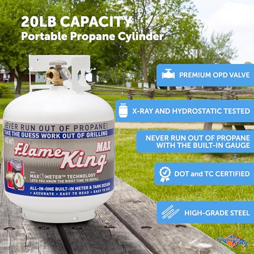 20LB Steel Propane Tank with Built-In Gauge & Overflow Protection for Grilling & Outdoor Use