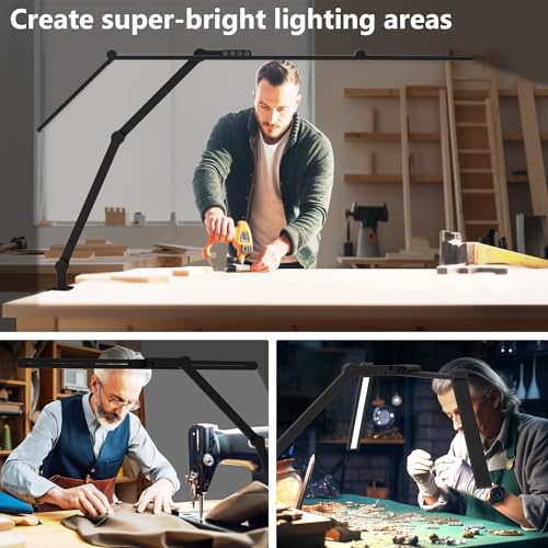 EPABINA Black 3000 Lumen Dimmable LED Desk Lamp with Clamp & Remote, 47-Inch Overhead Light Bar for Home Office
