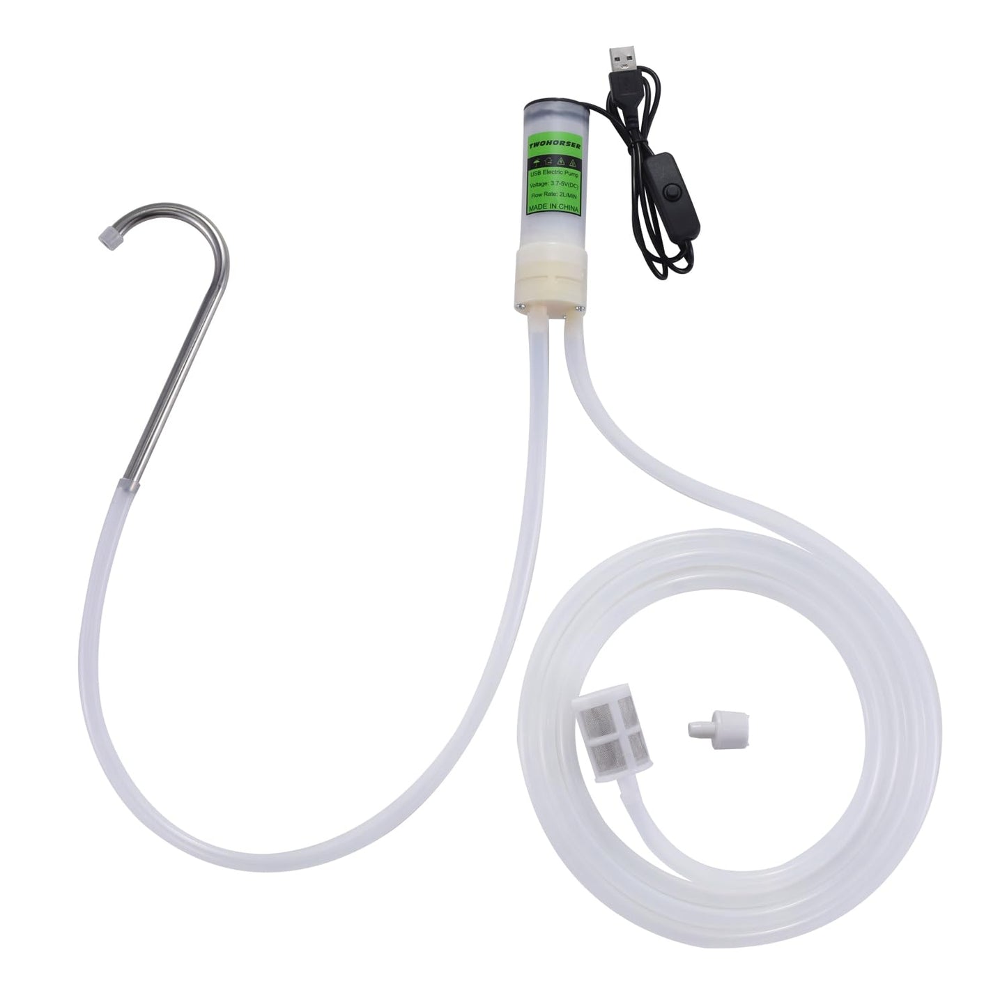 Portable USB Electric Auto siphon Self Priming Pump for Bottling Home brew Wine,Beer and Kombucha, DC 5V Food Grade Water Transfer Pump With 6.5FT hose, 2L/Min No Mess Leak,Low Noise