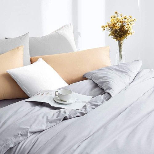 FLXXIE Pillow Cases - Soft Microfiber Queen Pillow Covers with Envelope Closure | 2-Piece Set, Light Grey 20x30