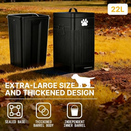 22L Rectangular Dog Poop Trash Can - Outdoor Waste Bin with Lid & Drawstring Bags