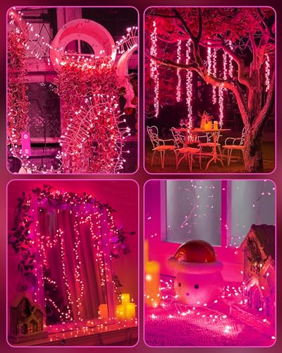 Minetom Pink Fairy Lights 5ft 60LED Battery Operated with Timer, 1 Pack