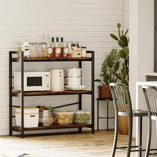 Homeiju 3-Tier Vintage Bookshelf - 31.5" Wide Wooden & Metal Storage Rack