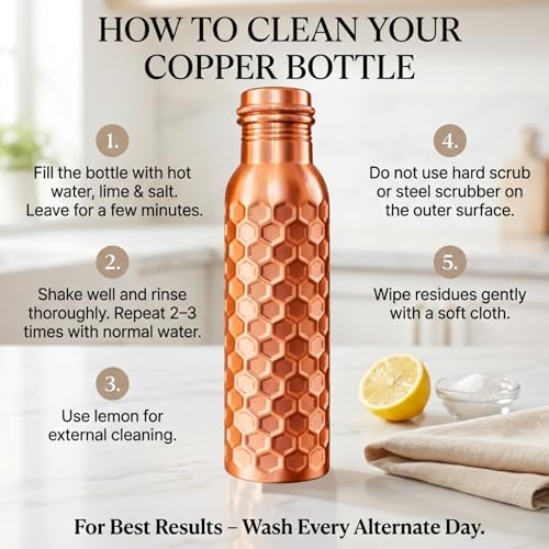Copper Water Bottle 32 oz - Handmade Solid Copper, Leak-Proof, Reusable for Home & Yoga - Variation of THIS Listing
